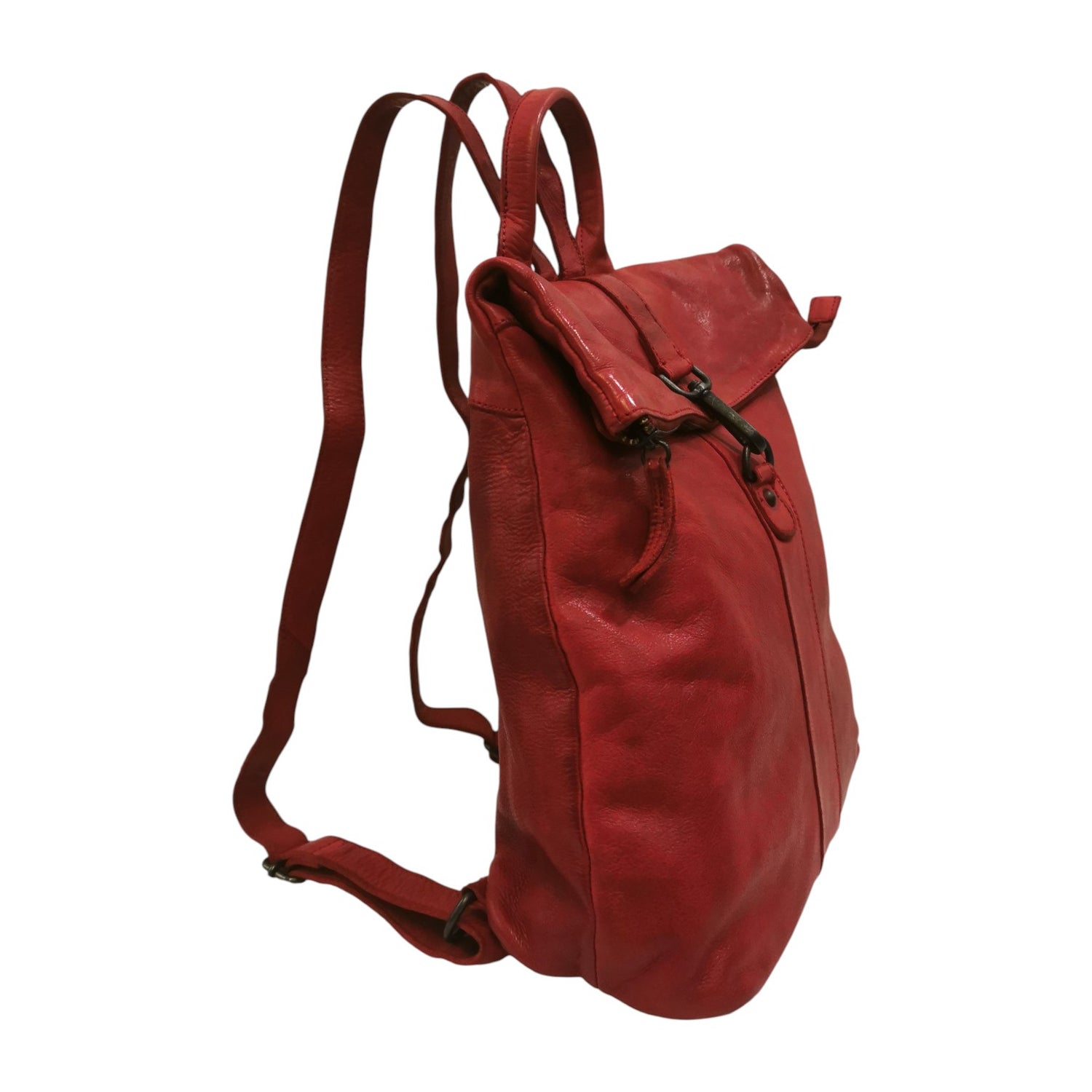 Gianni Conti Zaino Donna in Pelle Rosso con Moschettone