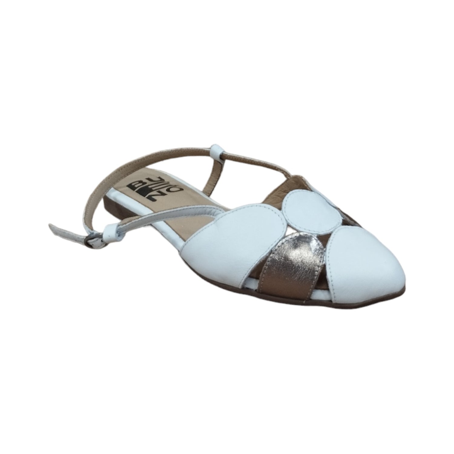 Bueno Chanellina Bassa Bianca Bronzo in Pelle da Donna