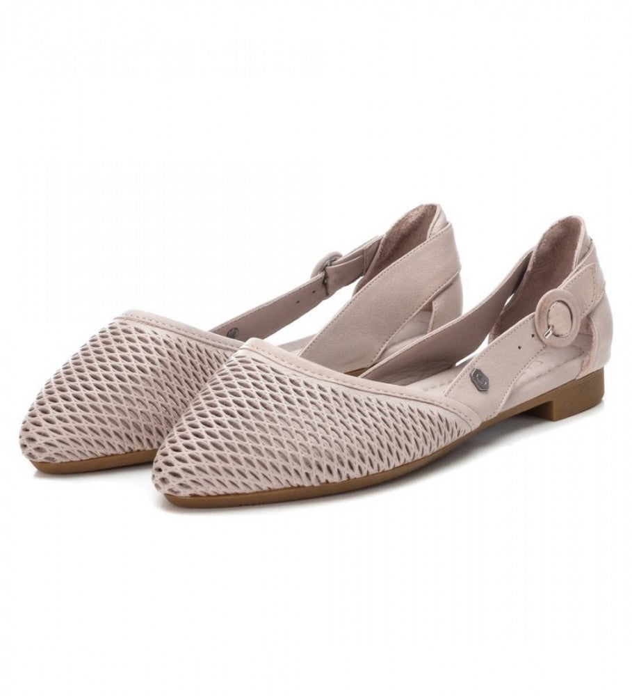 Carmela Ballerina beige in pelle traforata grigio