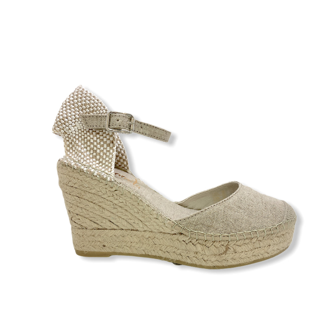 Vidorreta Espadrillas con zeppa e braccialetto beige