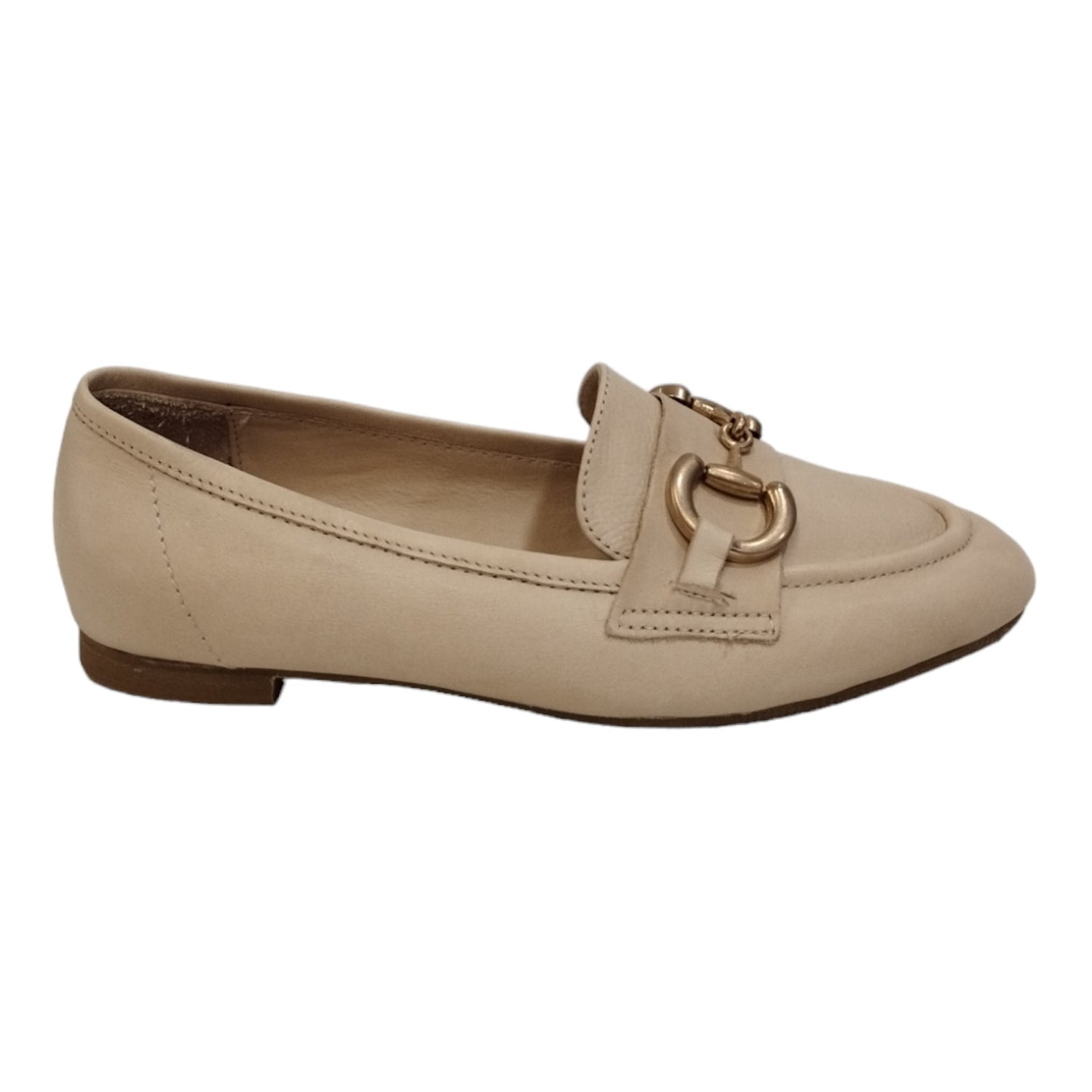 Shaddy Mocassino Beige in Pelle con Dettaglio Catena