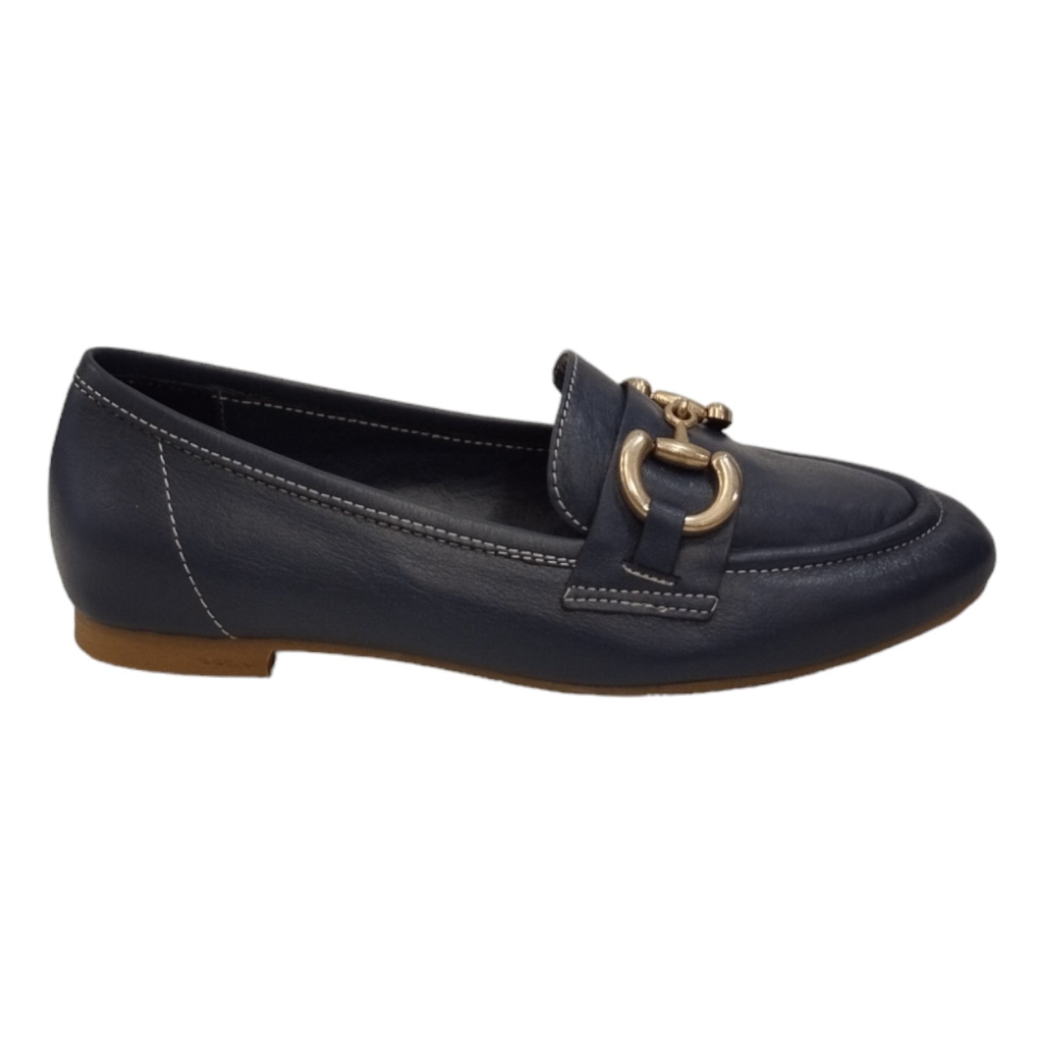 Shaddy Mocassino Blu in Pelle con Dettaglio Catena