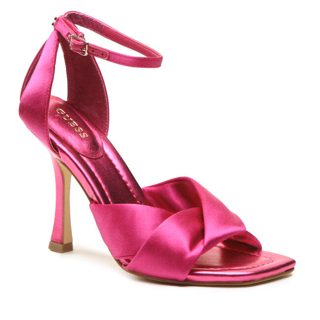 Guess Sandalo in pelle effetto satinato fucsia