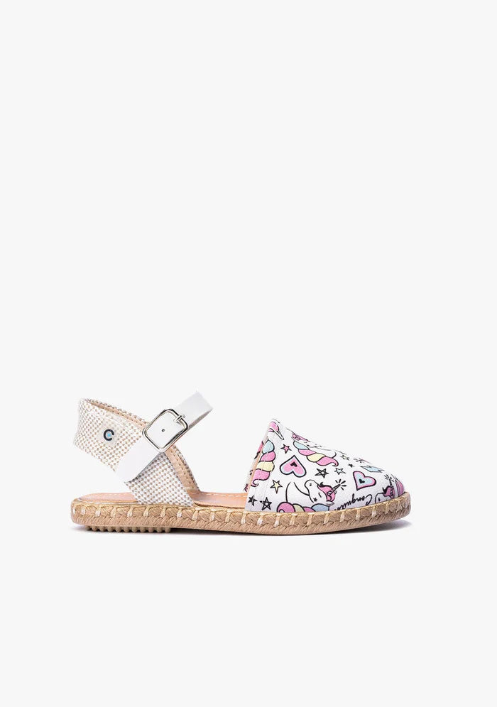 Conguitos Espadrillas bianca con stampa unicorno