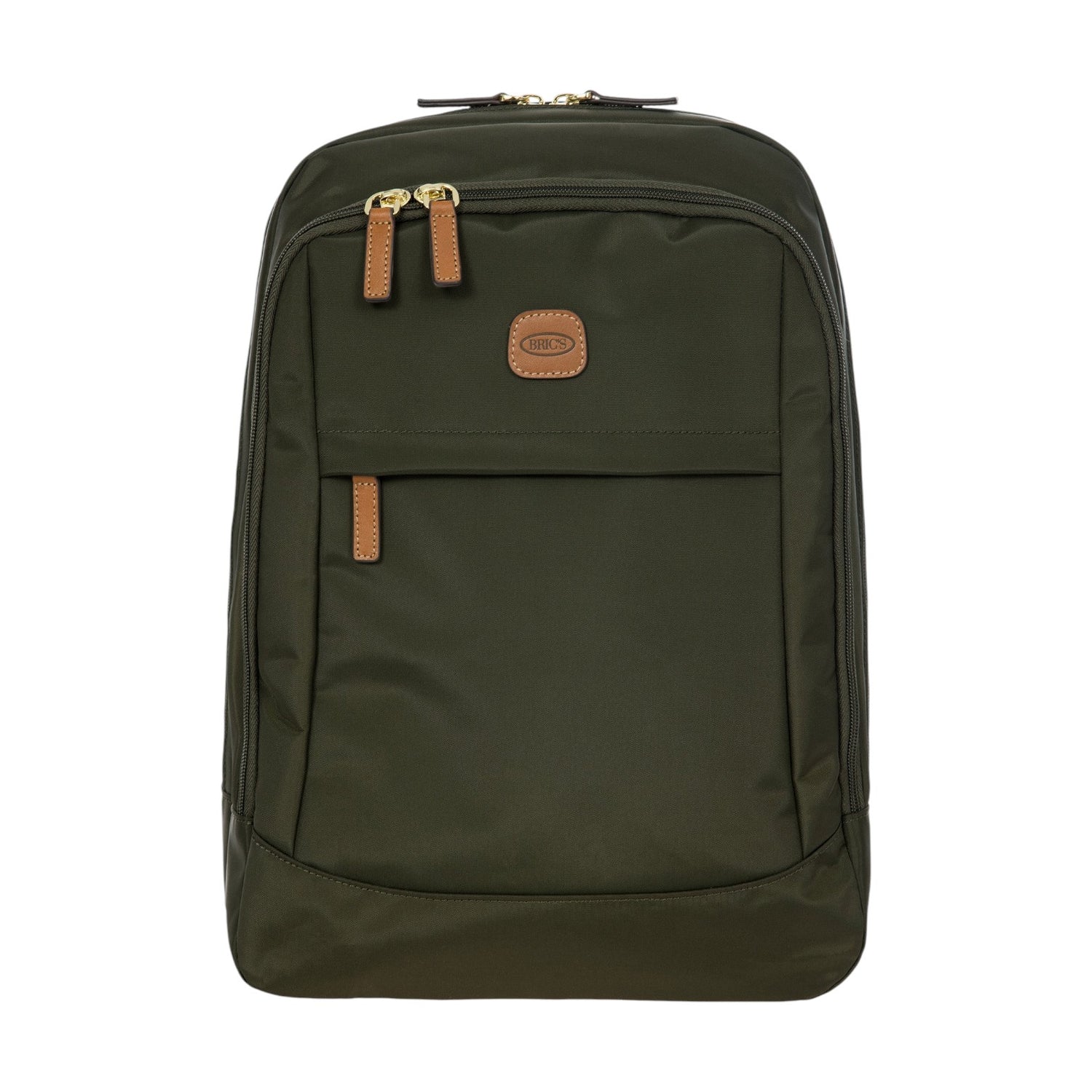 Bric's Zaino Uomo Medio in Tessuto Oliva X-travel con Dettagli in Pelle