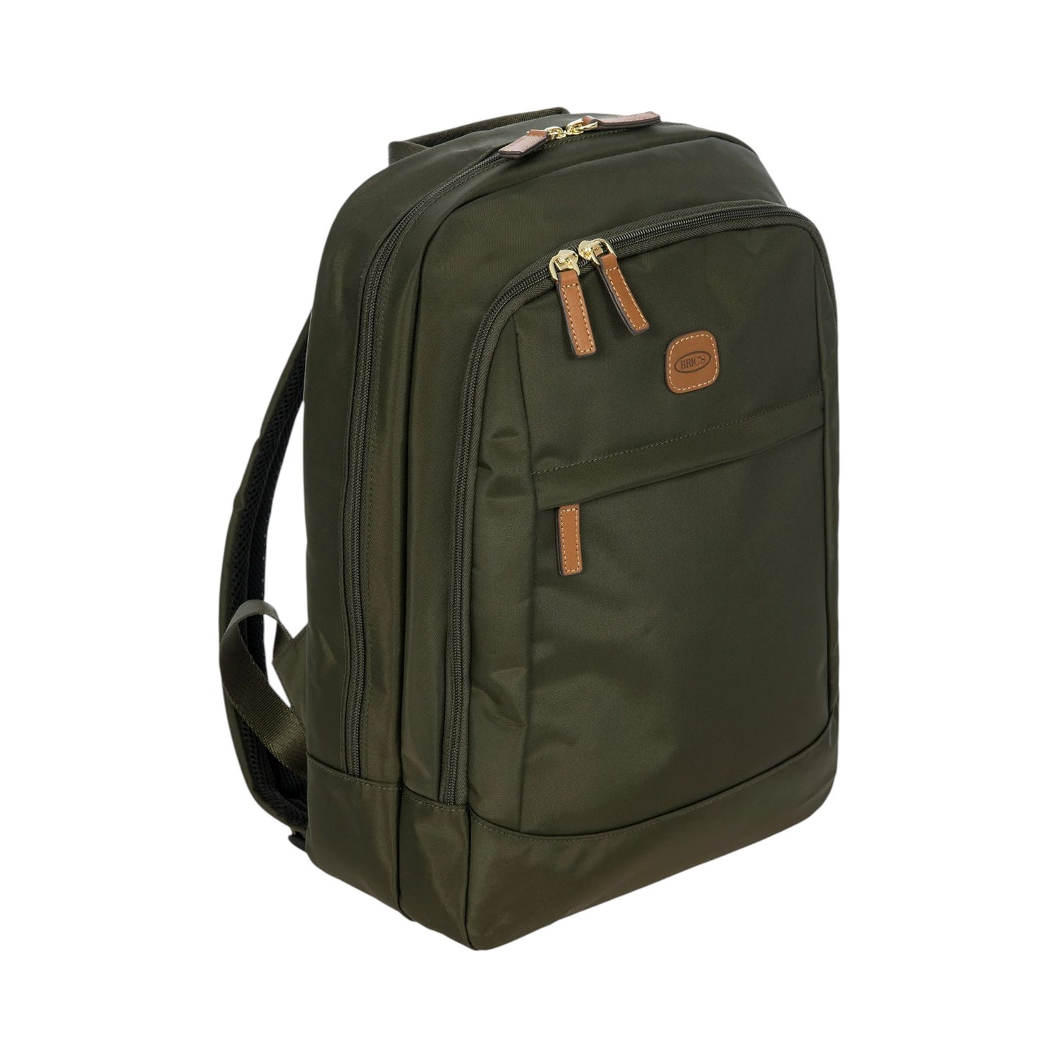 Bric's Zaino Uomo Medio in Tessuto Oliva X-travel con Dettagli in Pelle