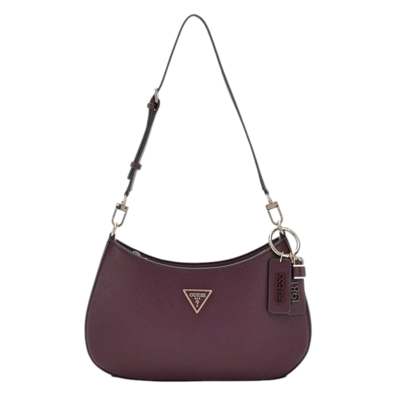 Guess Borsa a Spalla Bordeaux Noelle Saffiano da Donna