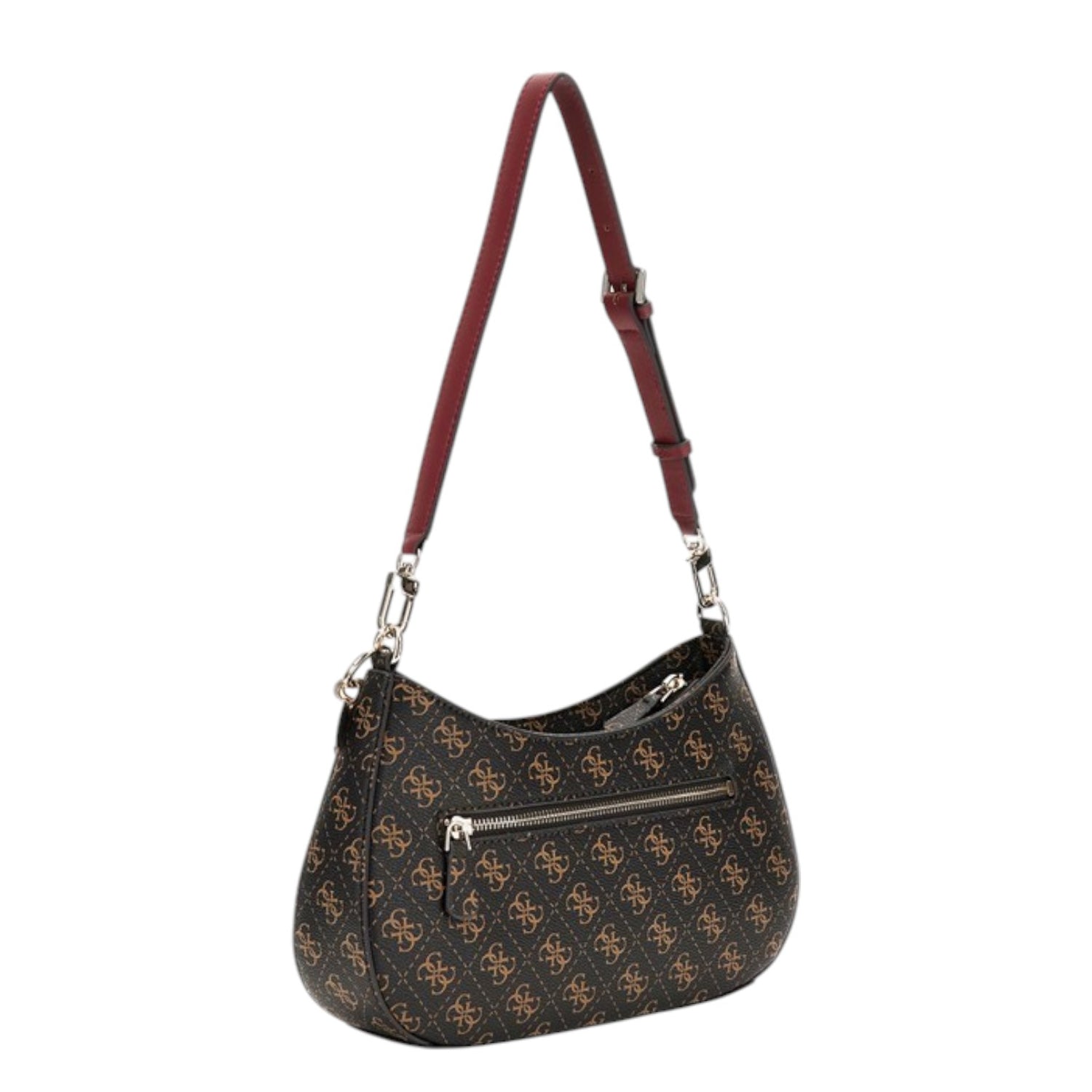 Guess Borsa a Spalla Marrone 4G Logo Noelle Saffiano da Donna