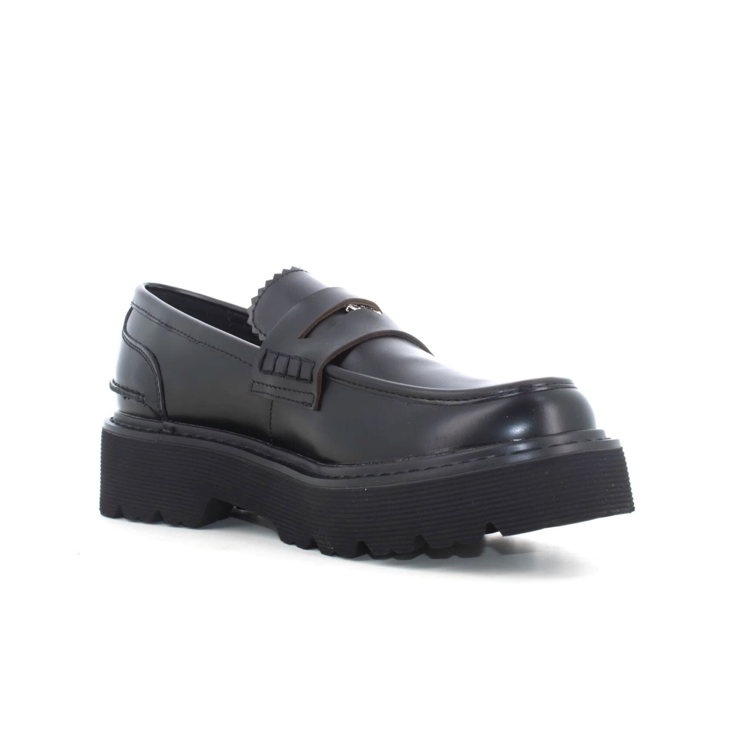 Cult Mocassino platform nero in pelle spazzolata