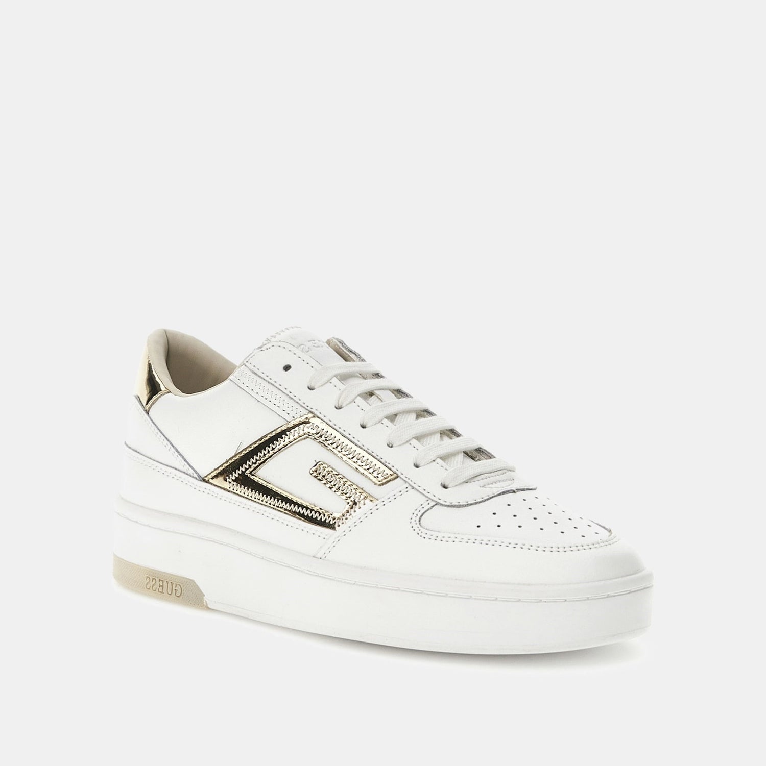 Guess Sneakers bianca silina con scritta logo dorata