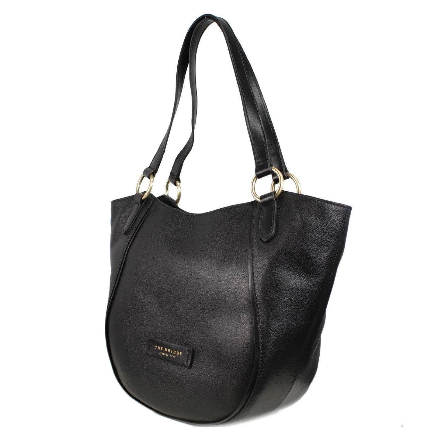 The Bridge Shopper domitilla nera in pelle martellata