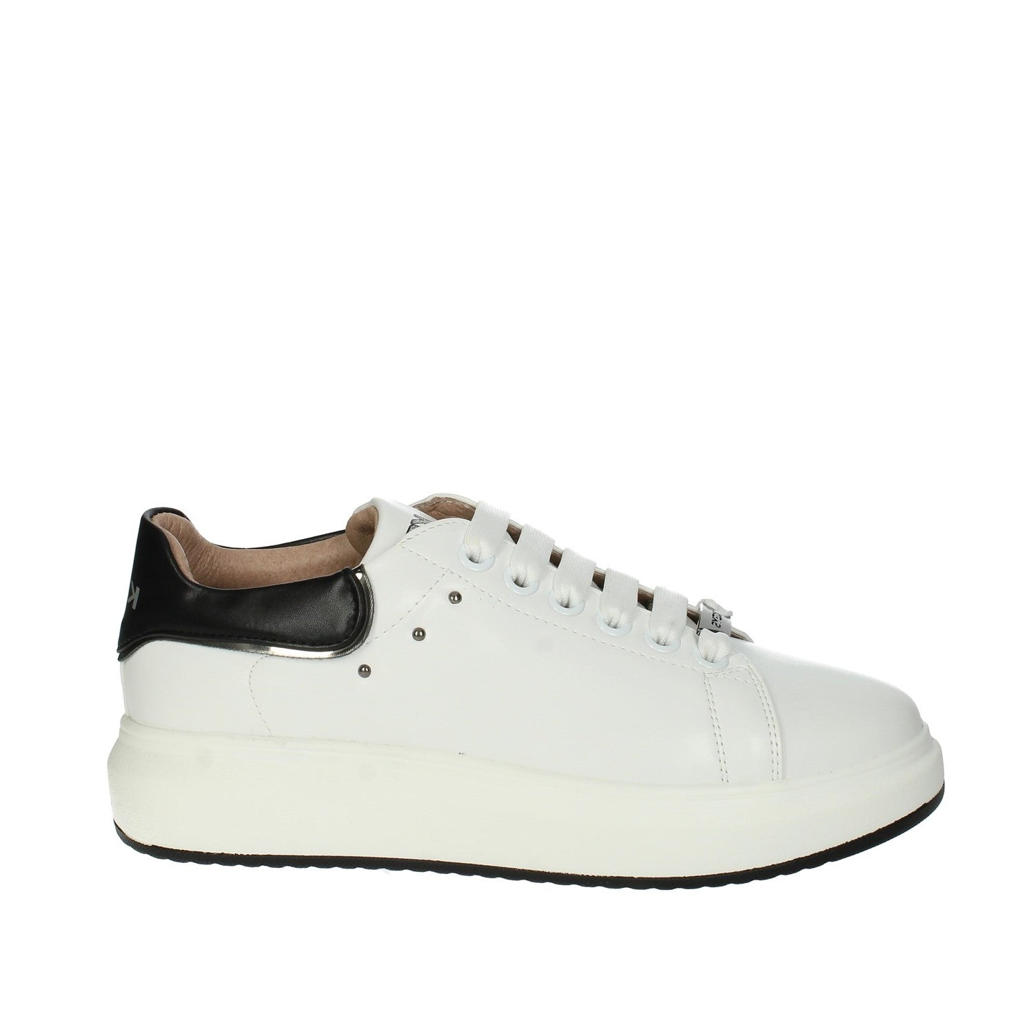 Keys Sneakers Donna in Pelle Bianca Nera con Mini Borchie