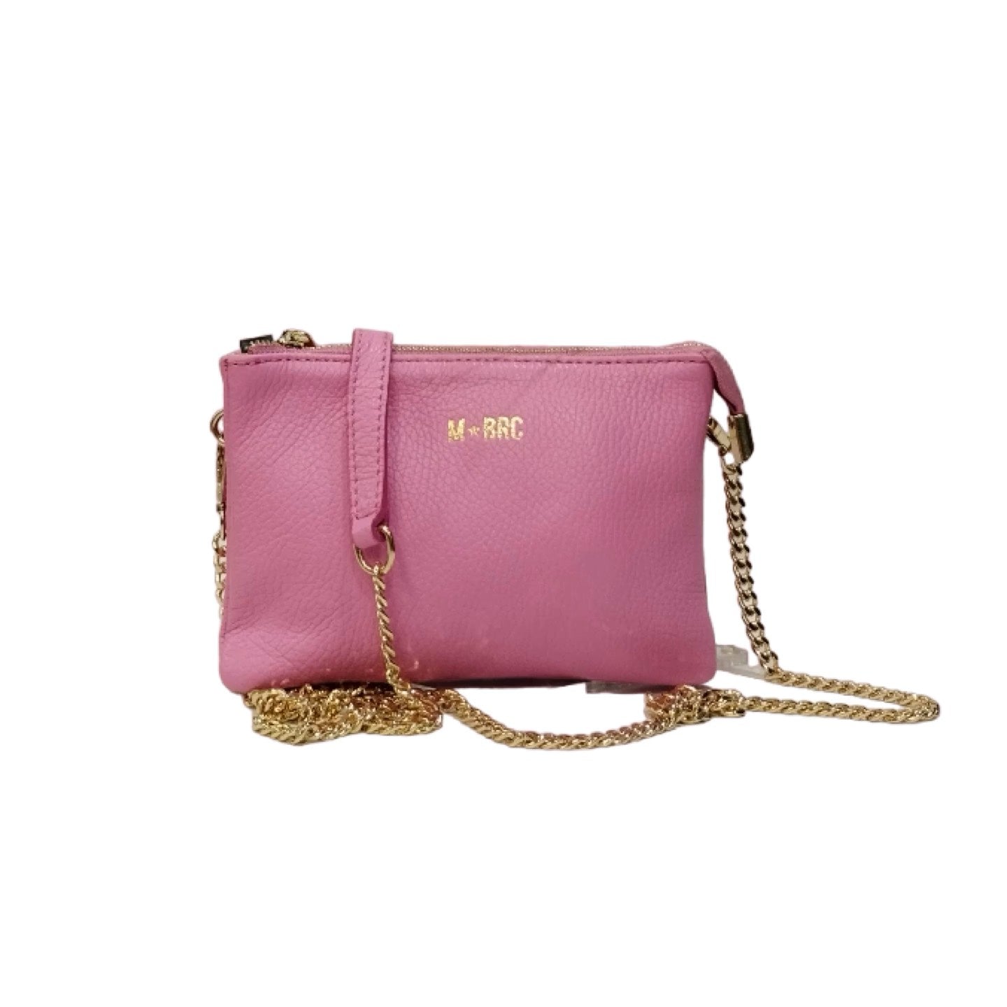 M Brc Mini Pochette rosa in pelle con catena