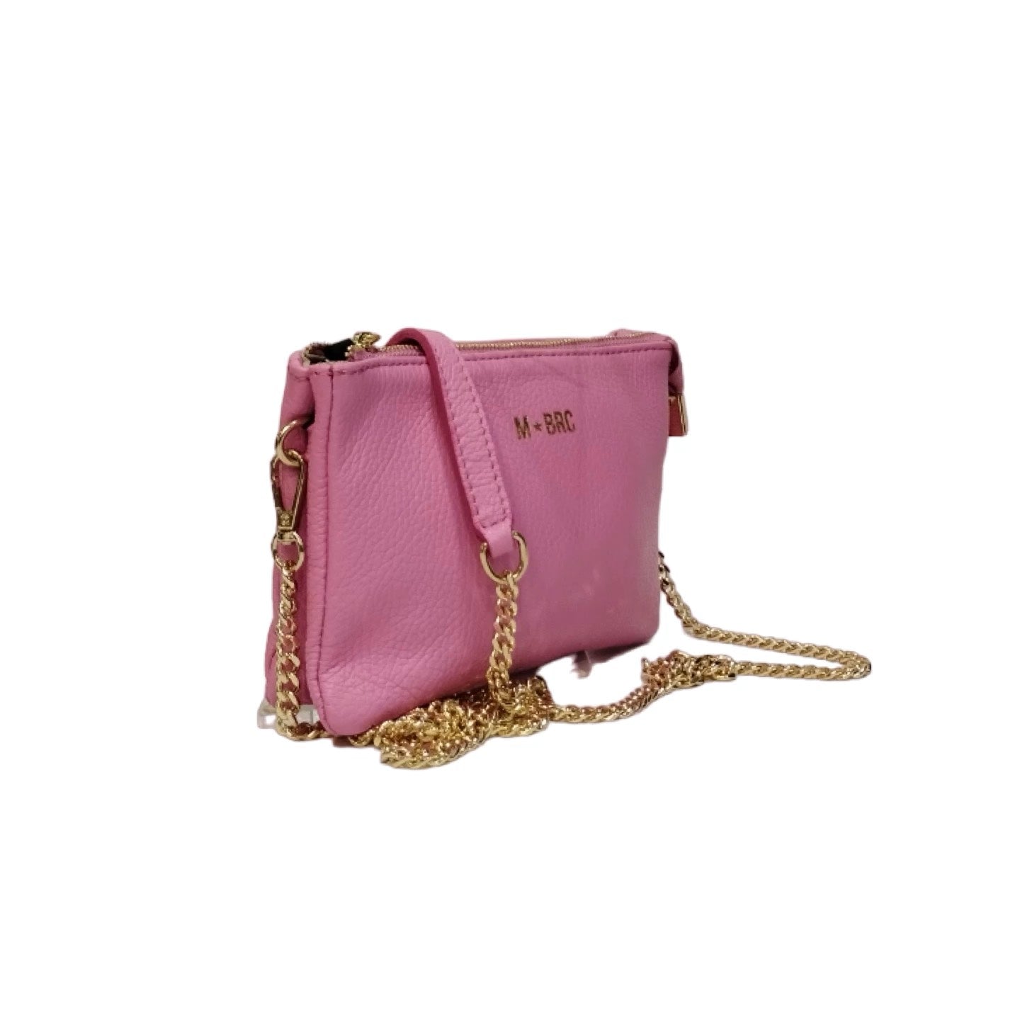 M Brc Mini Pochette rosa in pelle con catena