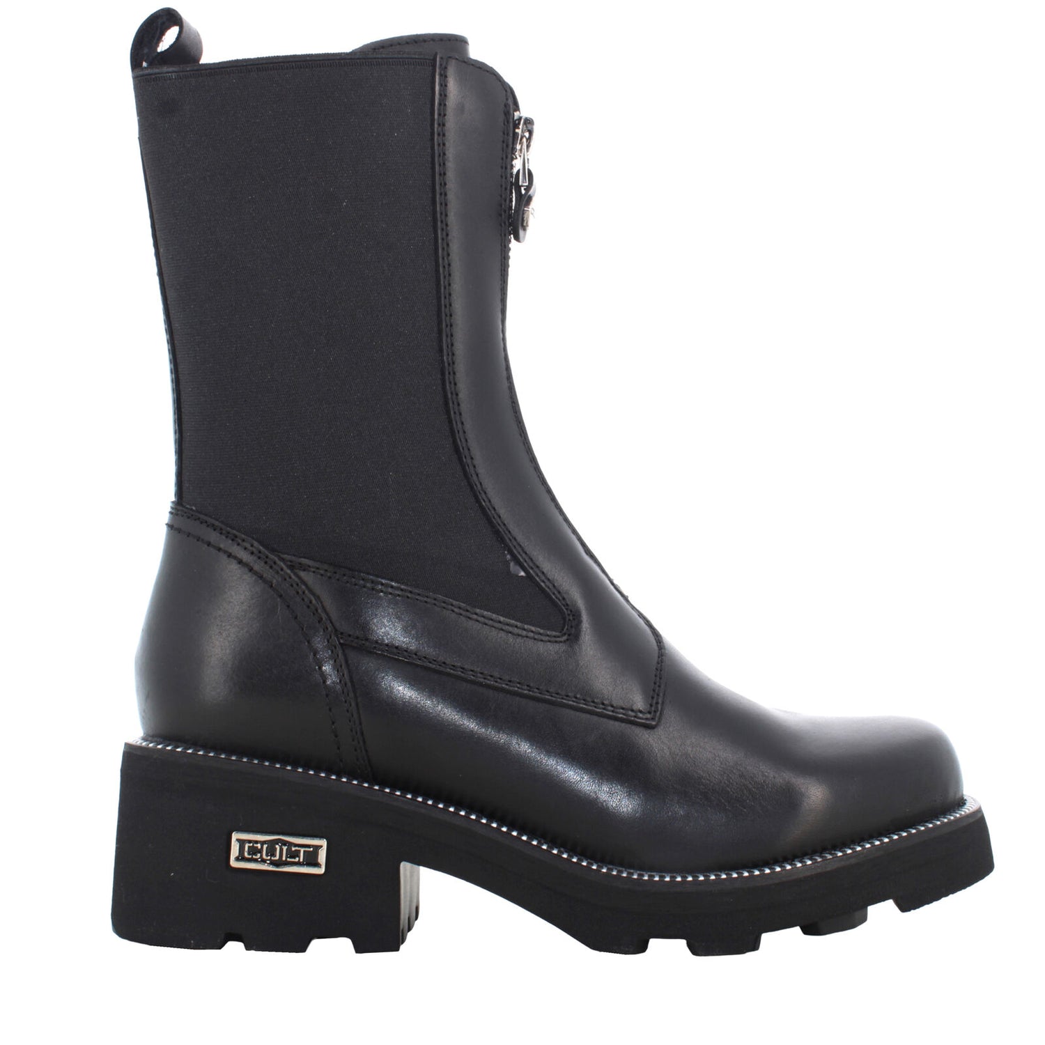 Cult Stivaletto nero in pelle con zip centrale t.6