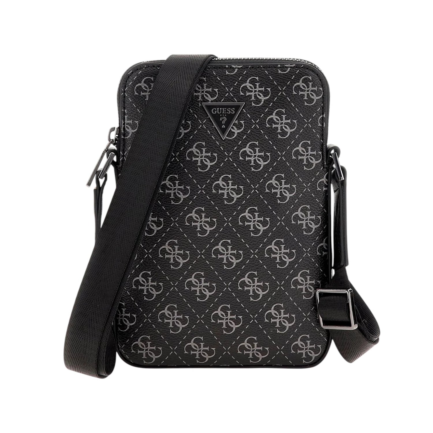 Guess Borsello Uomo in Ecopelle Nera Logato con Tracolla