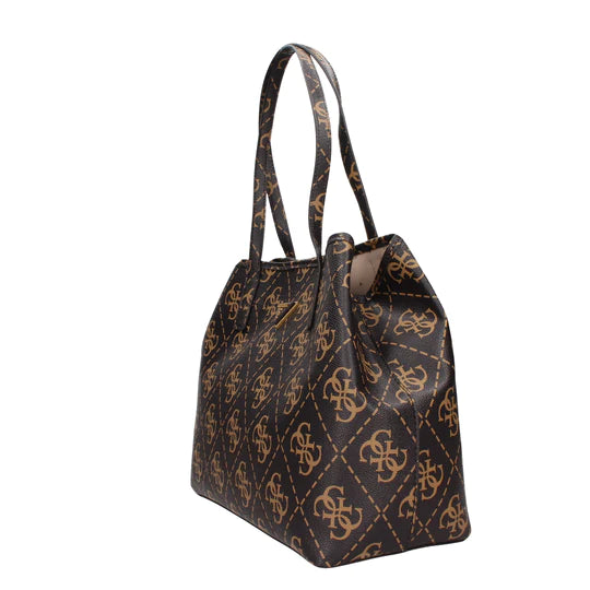 Guess Borsa a spalla marrone eco brenton 4g logo