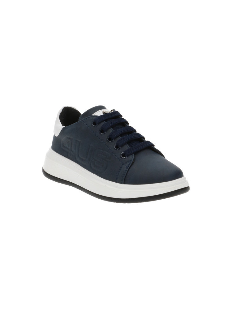 4US Sneakers Blu Bianca da Bambino in Nabuck