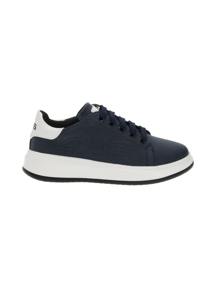 4US Sneakers Blu Bianca da Bambino in Nabuck