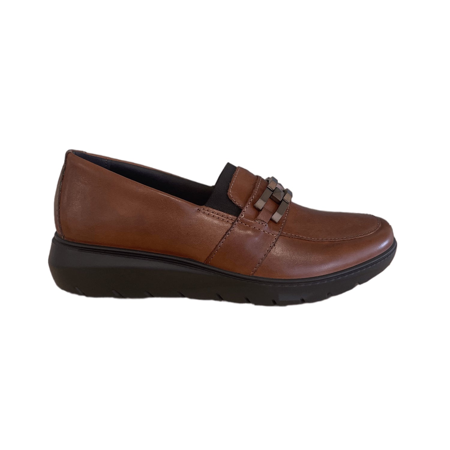 Enval Soft Mocassino cognac in pelle con zeppa