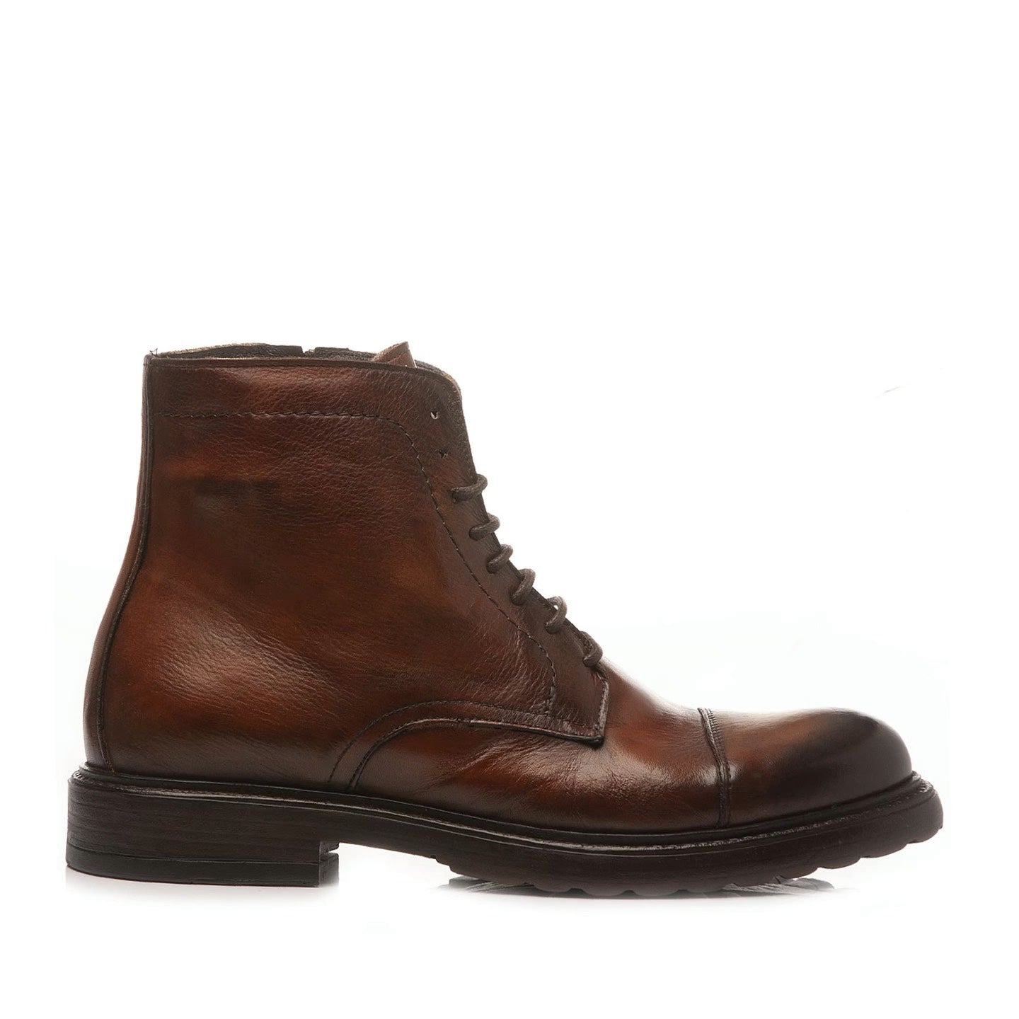 Exton Polacchino Uomo in Pelle Marrone Stringato con Fondo in Gomma