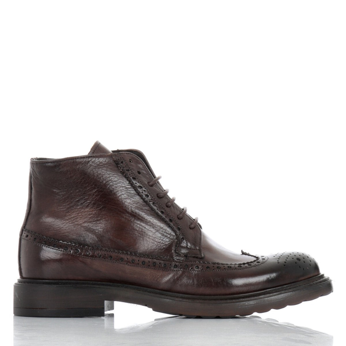 Exton Polacchino Uomo in Pelle Testa di Moro con Stampa Stile Inglese