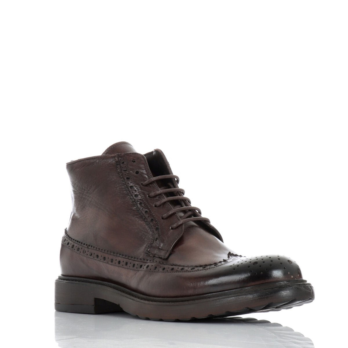 Exton Polacchino Uomo in Pelle Testa di Moro con Stampa Stile Inglese