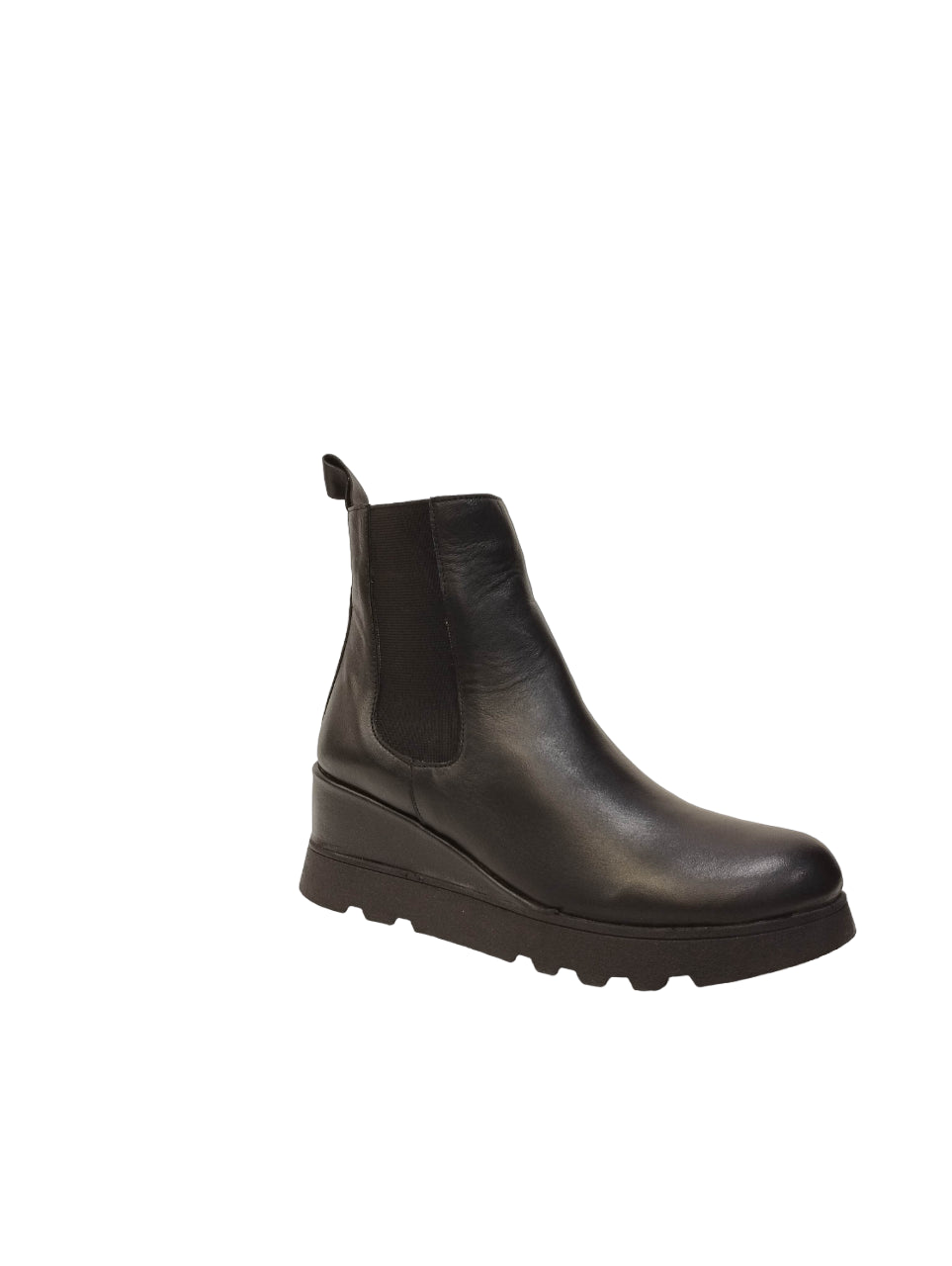 Bueno Stivaletto Nero in Pelle con Zeppa