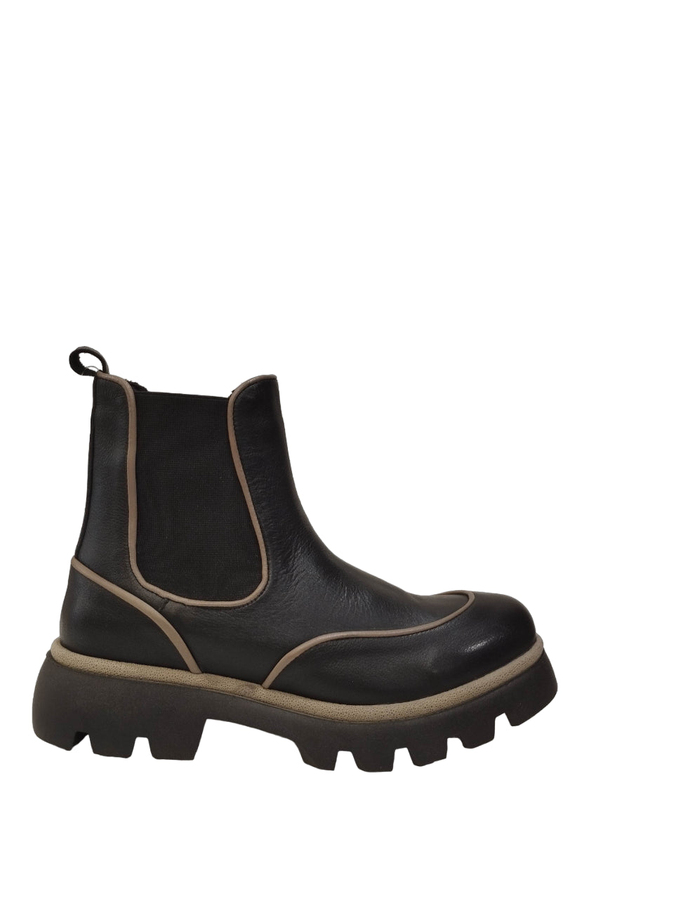 Bueno Stivaletto Nero Taupe in Pelle da Donna