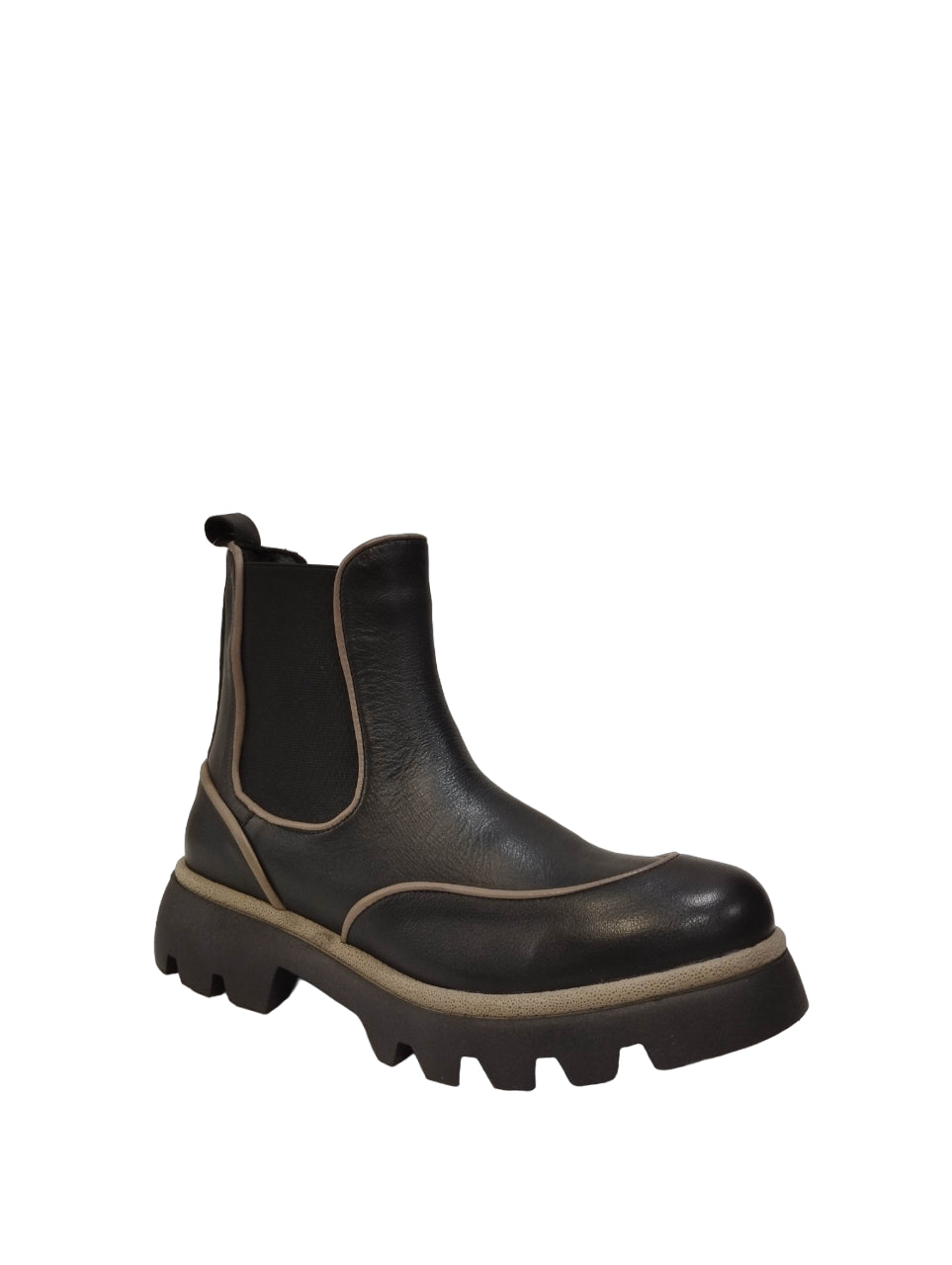 Bueno Stivaletto Nero Taupe in Pelle da Donna