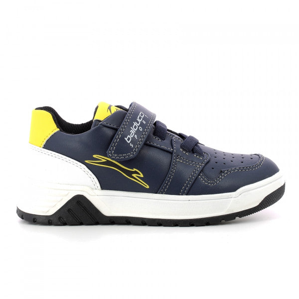 Balducci Sport Sneakers Bambino in Ecopelle Blu con Strappo e Inserti Bianchi/Gialli