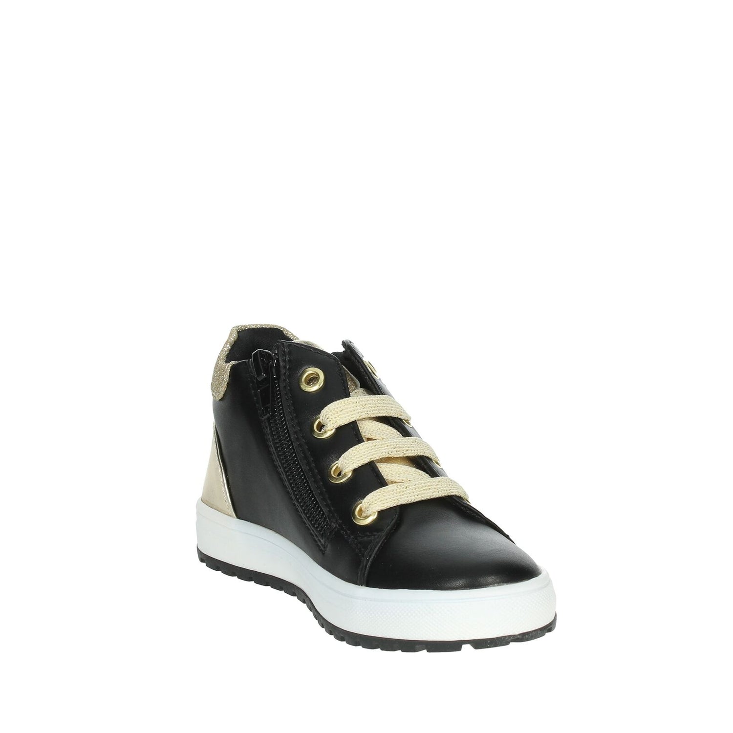 Balducci Sport Sneakers Bambina Alta in Ecopelle Nera con Inserti Dorati