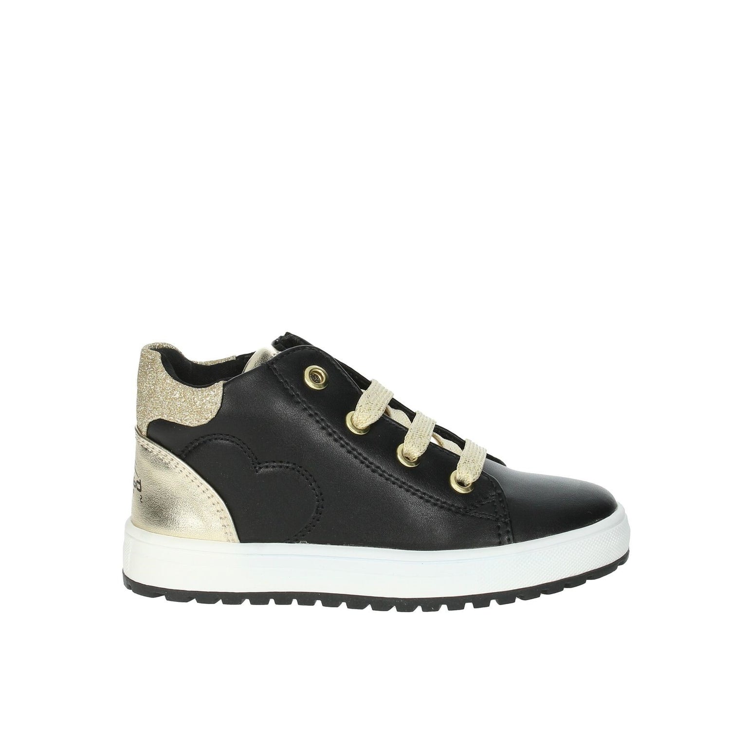 Balducci Sport Sneakers Bambina Alta in Ecopelle Nera con Inserti Dorati