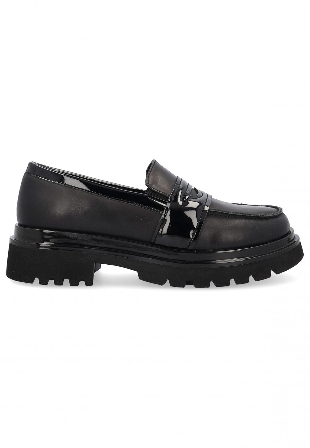 Keys Mocassino Donna in Pelle Nera con Inserto in Vernice