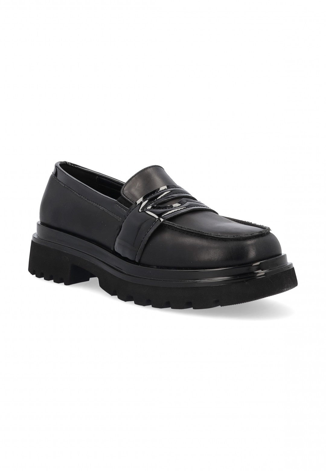 Keys Mocassino Donna in Pelle Nera con Inserto in Vernice