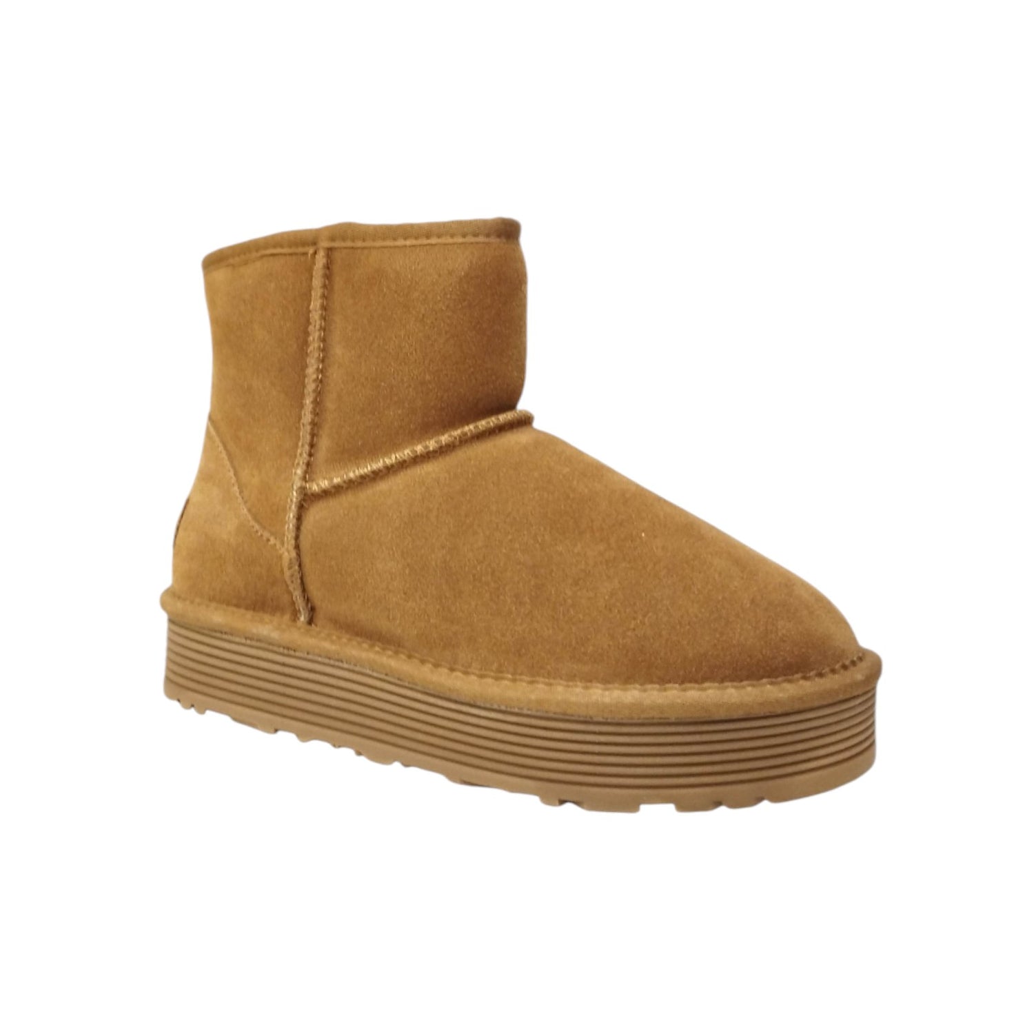 Keys Stivaletto Platform Donna in Camoscio Cammello