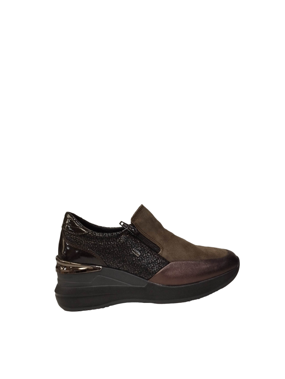 Valleverde Mocassino marrone in pelle con zeppa