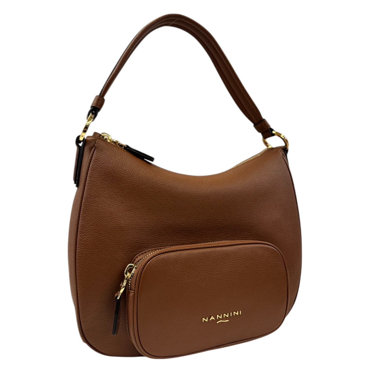 Nannini Firenze Borsa a Spalla Jessica Donna in Pelle Cuoio con Tasca Frontale