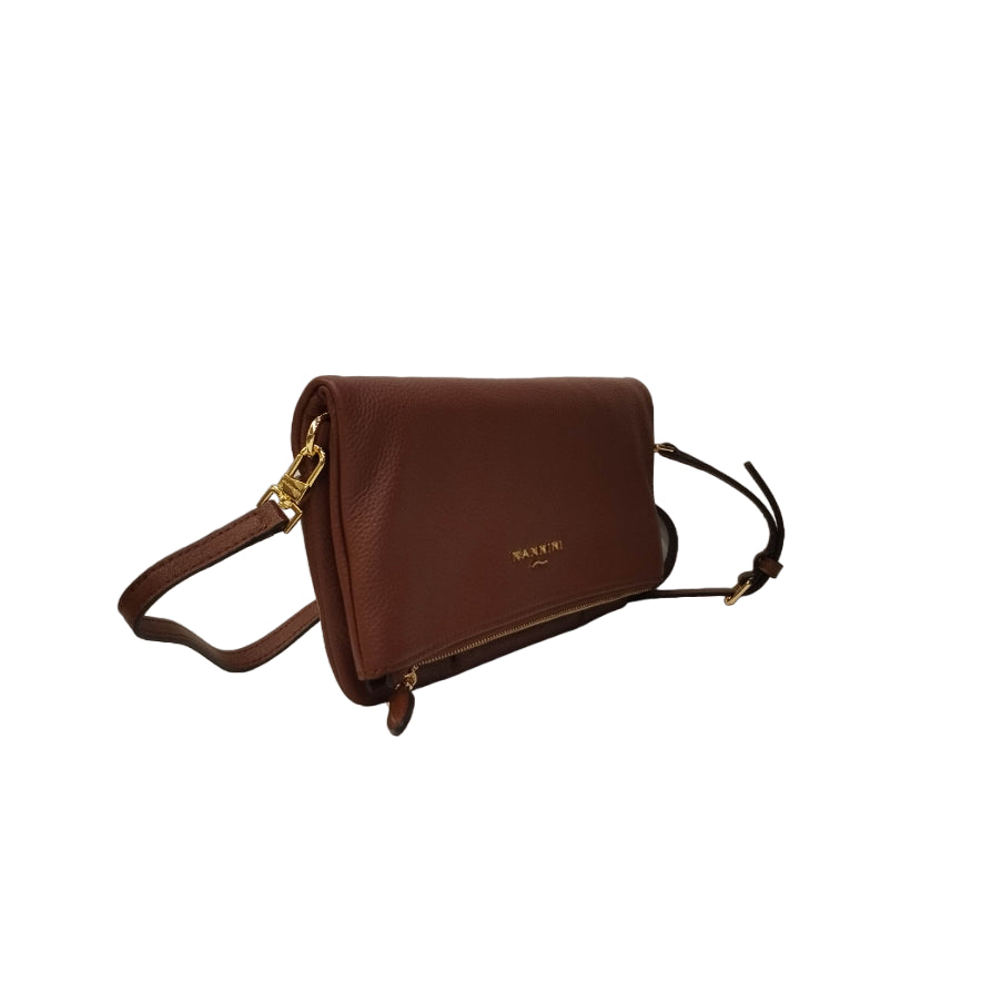 Nannini Firenze Borsa a Spalla Donna in Pelle Bruciato con Apertura a Libro