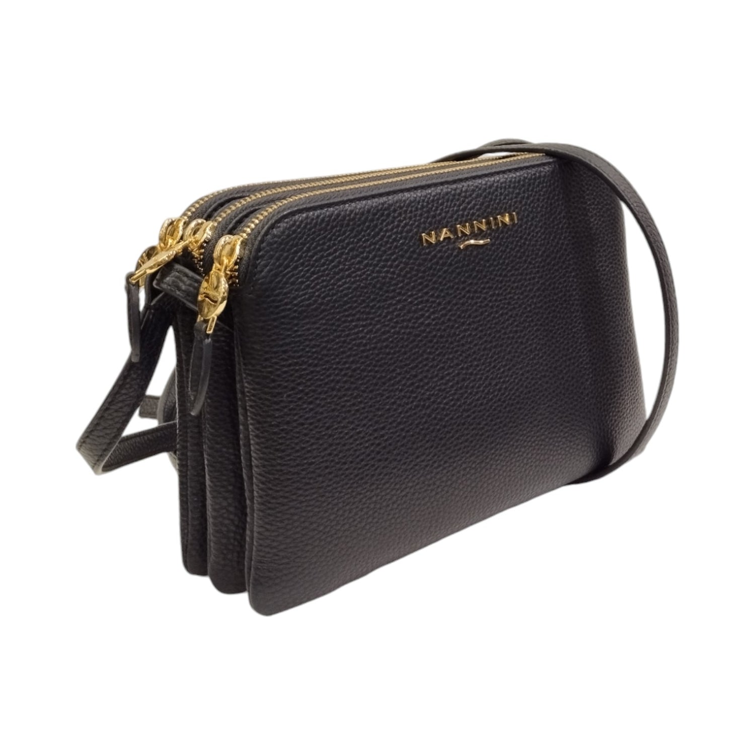 Nannini Firenze Borsa a Tracolla Donna in Pelle Blu con Tre Scomparti