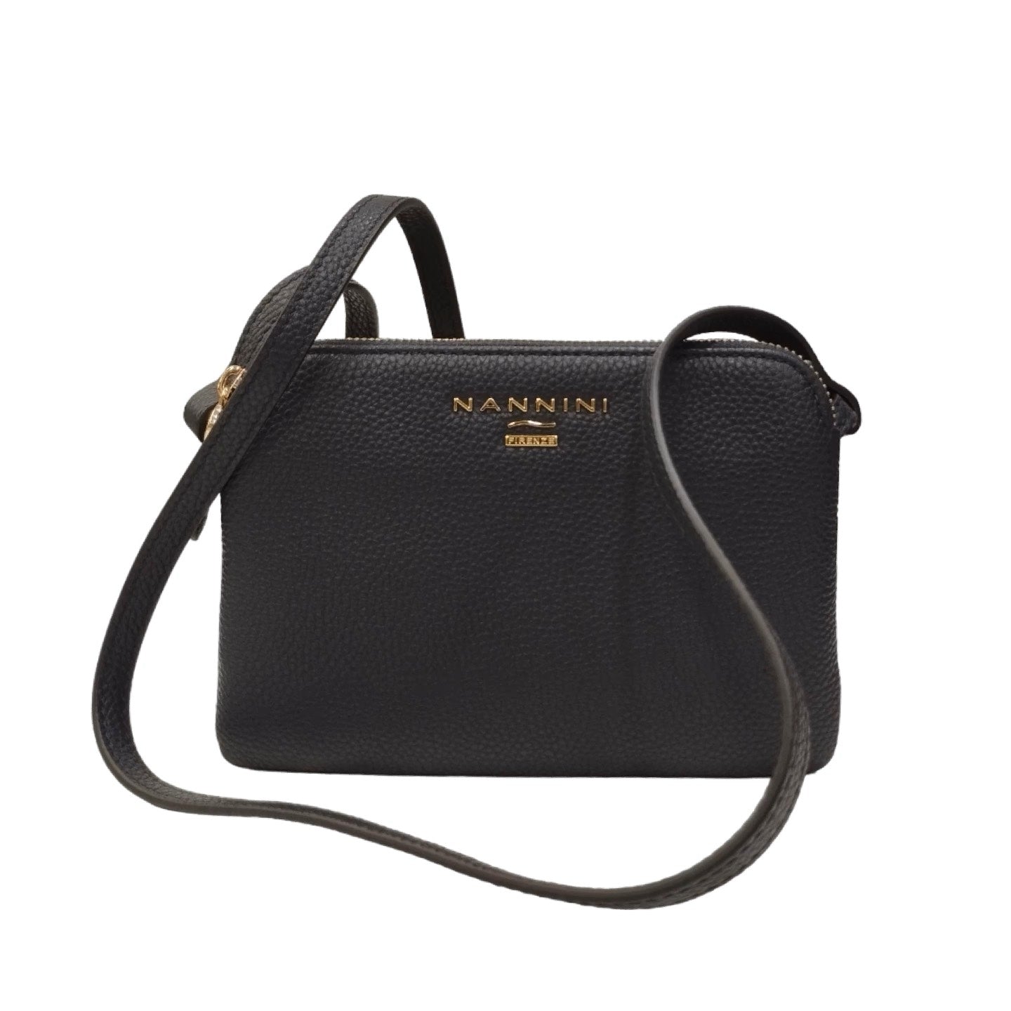 Nannini Firenze Borsa a Tracolla Donna in Pelle Nera con Tre Scomparti
