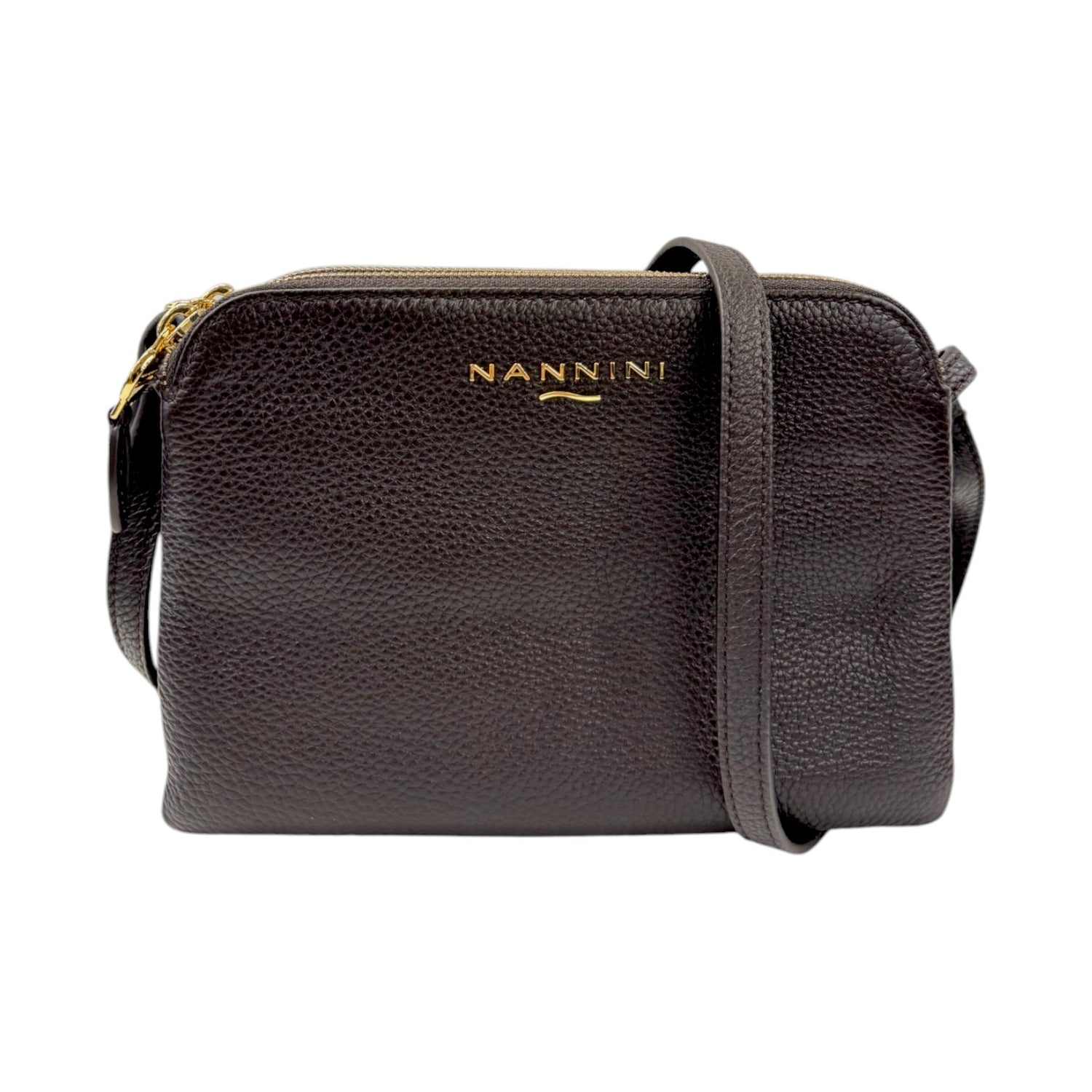 Nannini Firenze Borsa a Tracolla Donna in Pelle Sigaro con Tre Scomparti