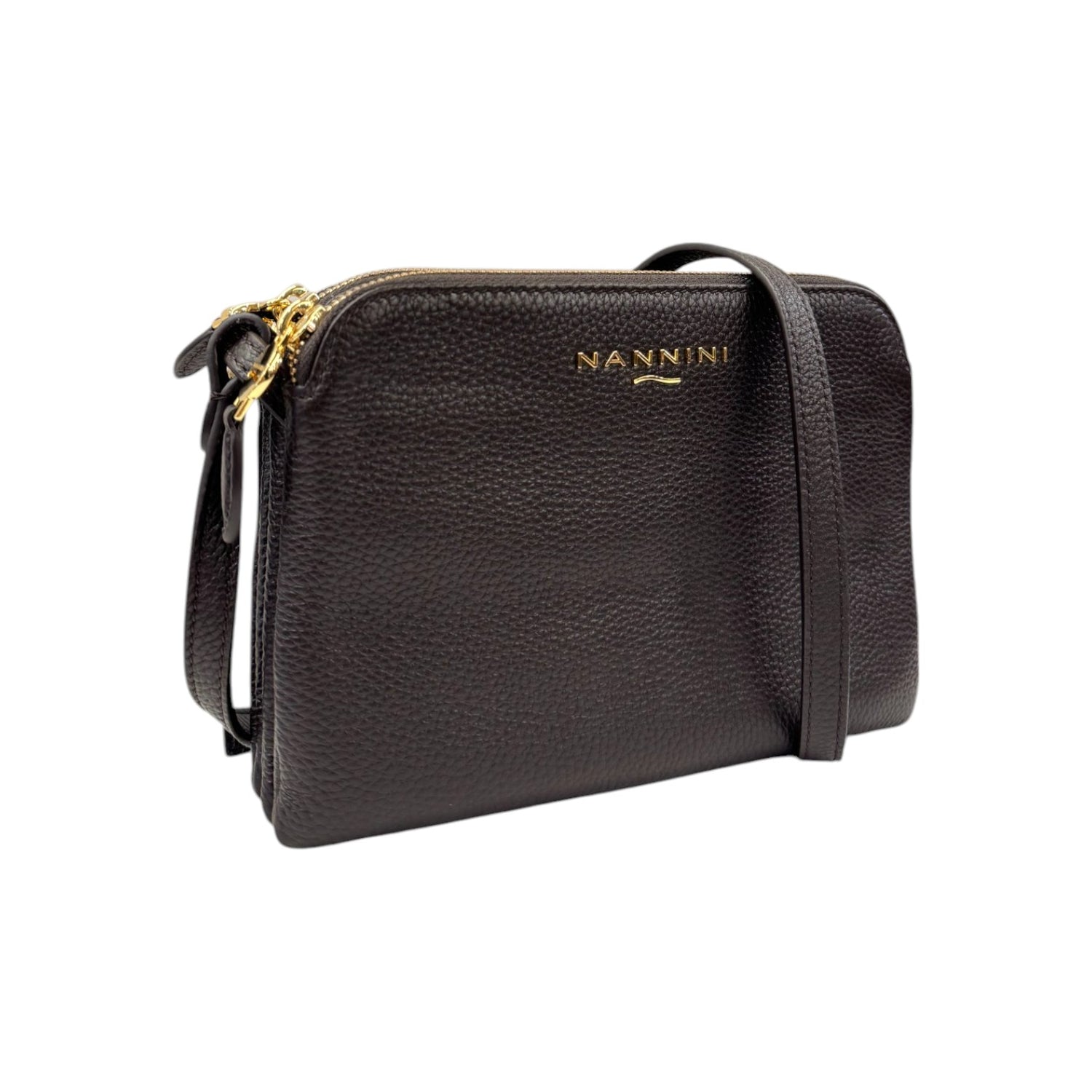 Nannini Firenze Borsa a Tracolla Donna in Pelle Sigaro con Tre Scomparti