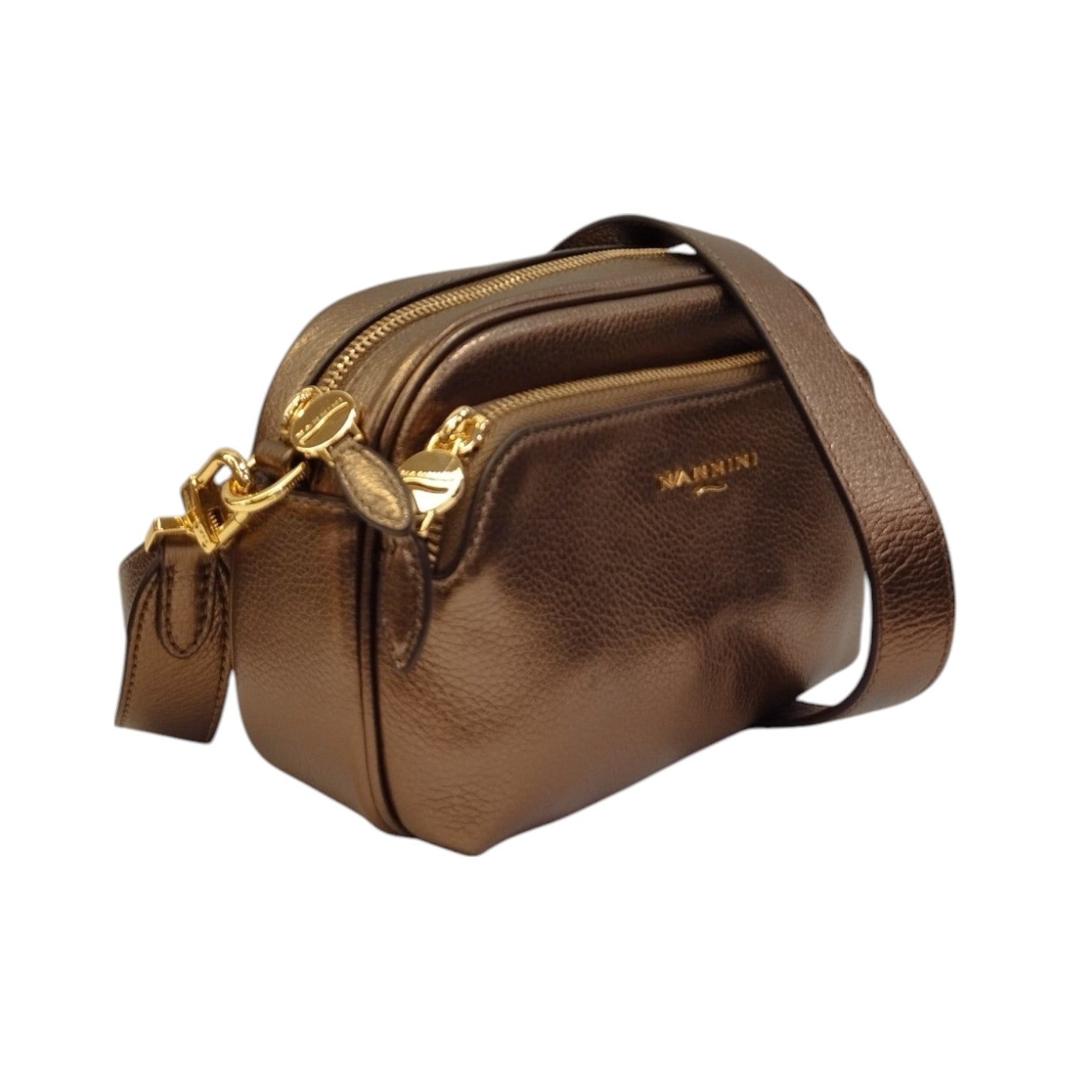 Nannini Firenze Borsa a Tracolla Keira Donna in Pelle Laminata Bronzo