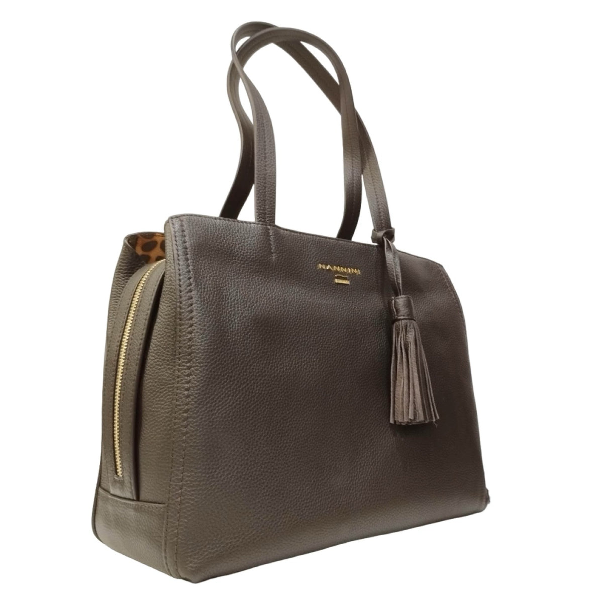 Nannini Firenze Borsa a Spalla Alice Donna in Pelle Sigaro con Accessorio Frange