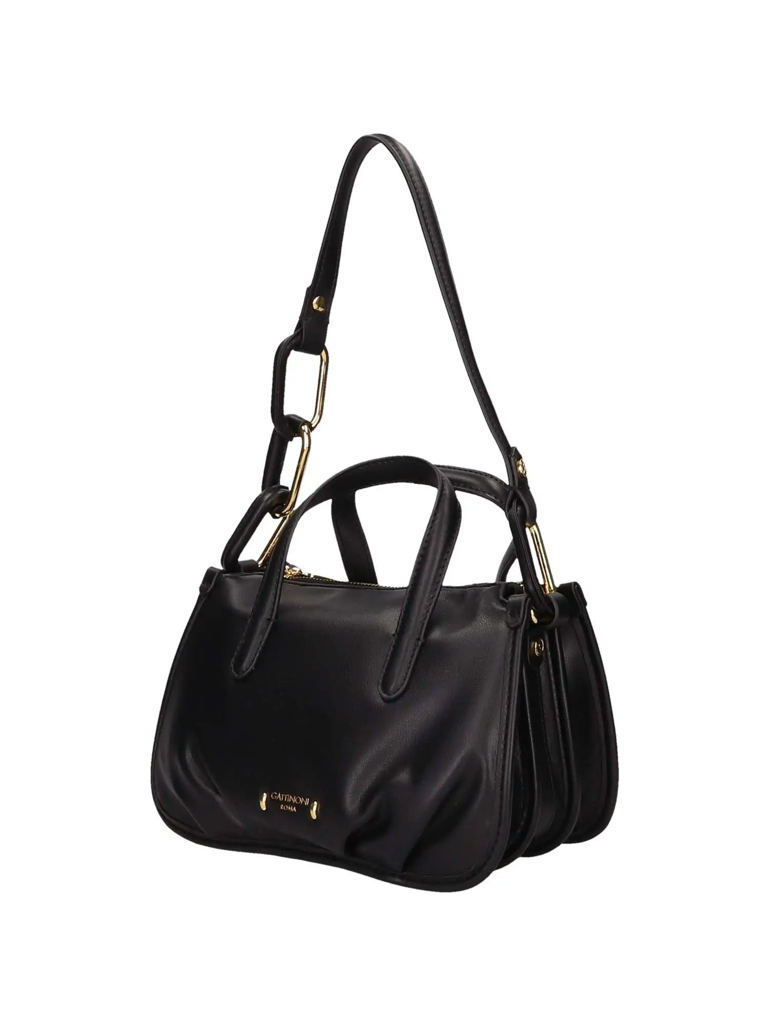 Gattinoni Roma Borsa a Mano Donna Linea Coverage Bowling con 3 Scomparti in Colore Nero