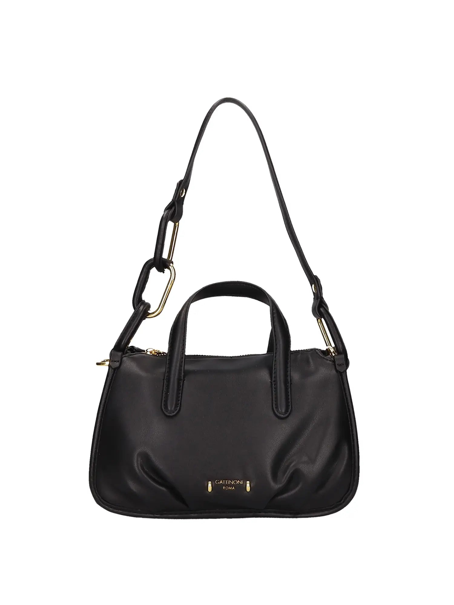 Gattinoni Roma Borsa a Mano Donna Linea Coverage Bowling con 3 Scomparti in Colore Nero