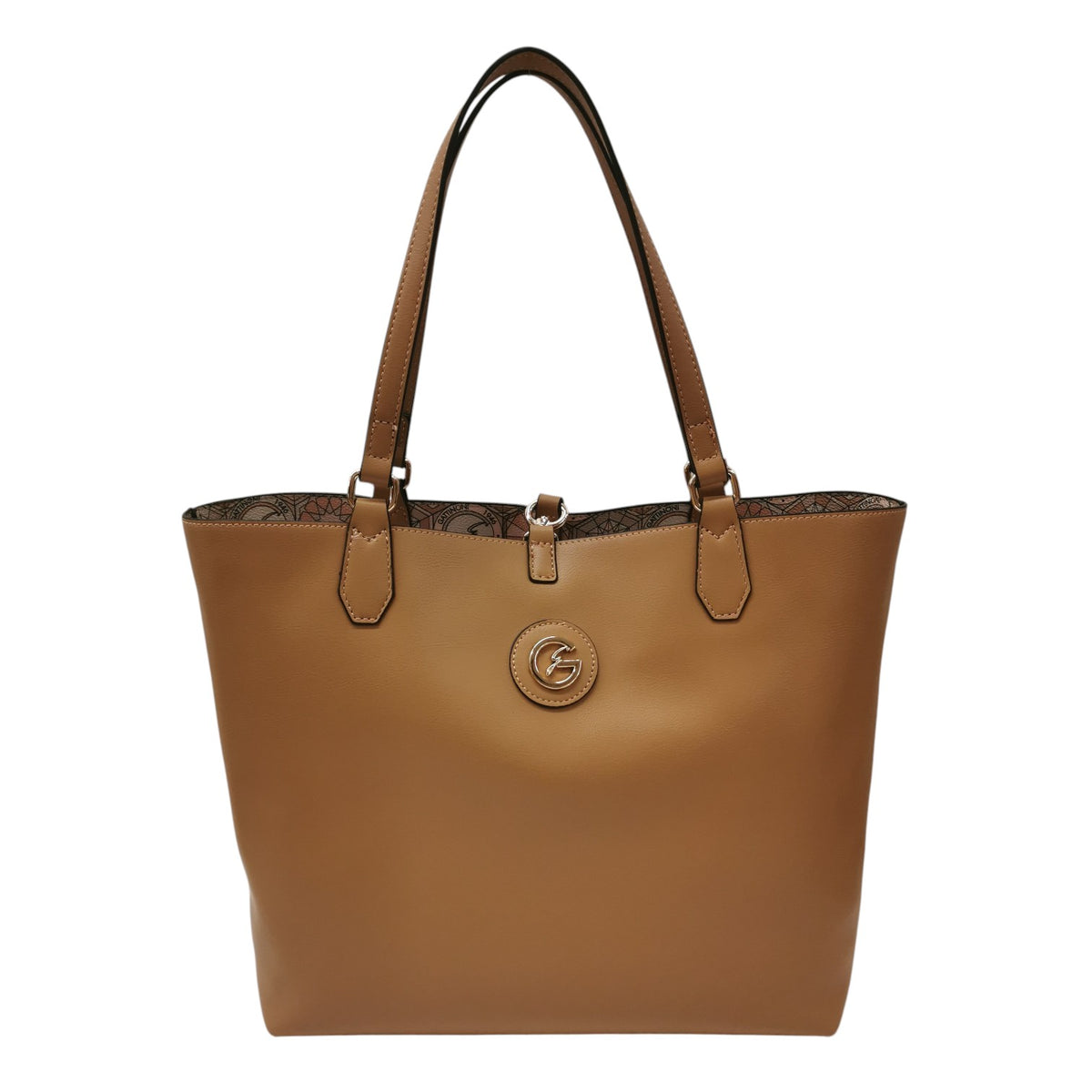 Gattinoni Roma Borsa a Spalla Reversibile Donna Travertino Linea Teodosia con Pochette Interna