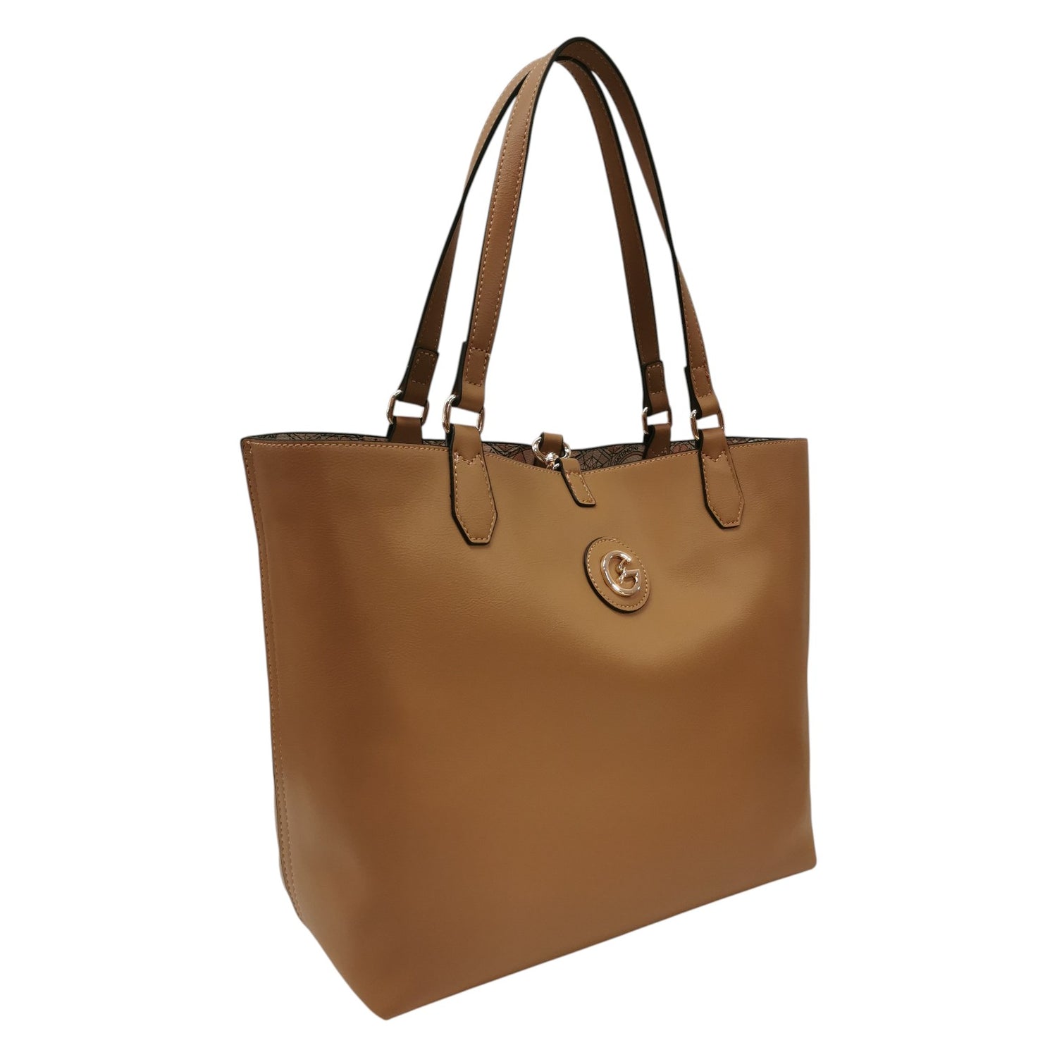 Gattinoni Roma Borsa a Spalla Reversibile Donna Travertino Linea Teodosia con Pochette Interna