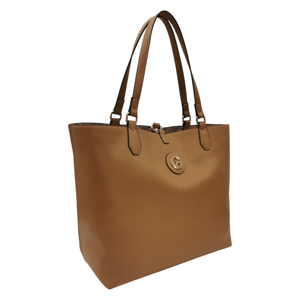 Gattinoni Roma Borsa a Spalla Reversibile Donna Travertino Linea Teodosia con Pochette Interna